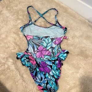 Vintage Floral Swimwear in Blue and Pink